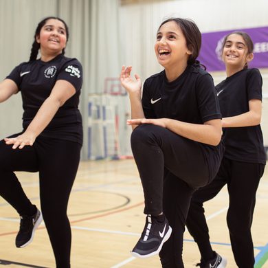 Three girls laughing